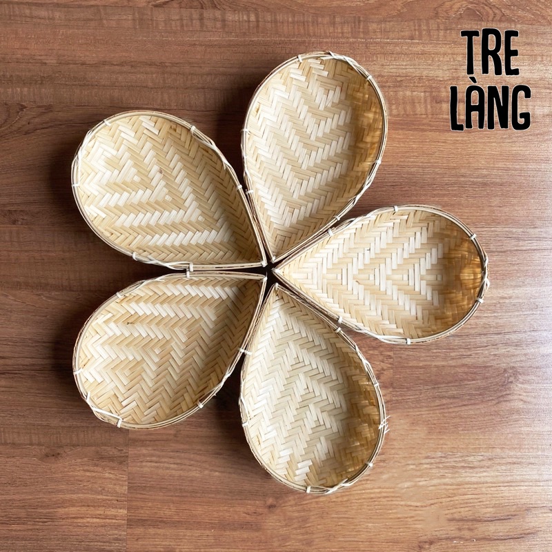 Mẹt tre viền mây Tre Làng 20cm - 35cm đựng đồ ăn trang trí phục vụ nhà hàng