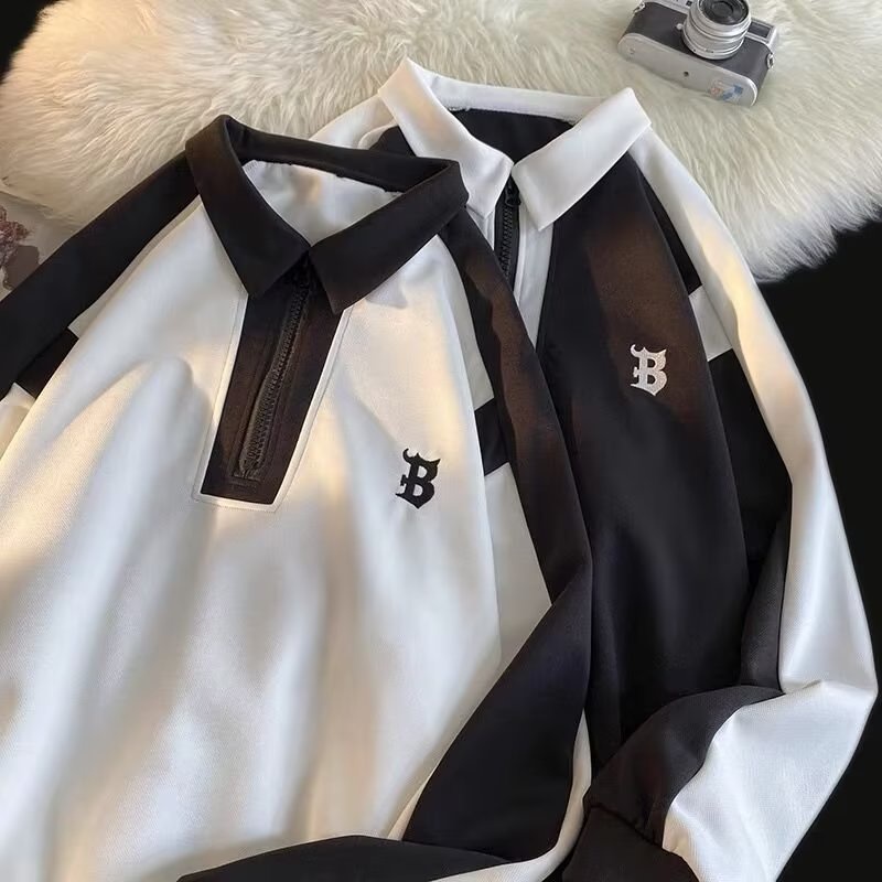 Áo Sweater POLO Tay Raglan Dáng Rộng Thêu Họa Tiết Thời Trang Thu Đông Cho Nam Và Nữ