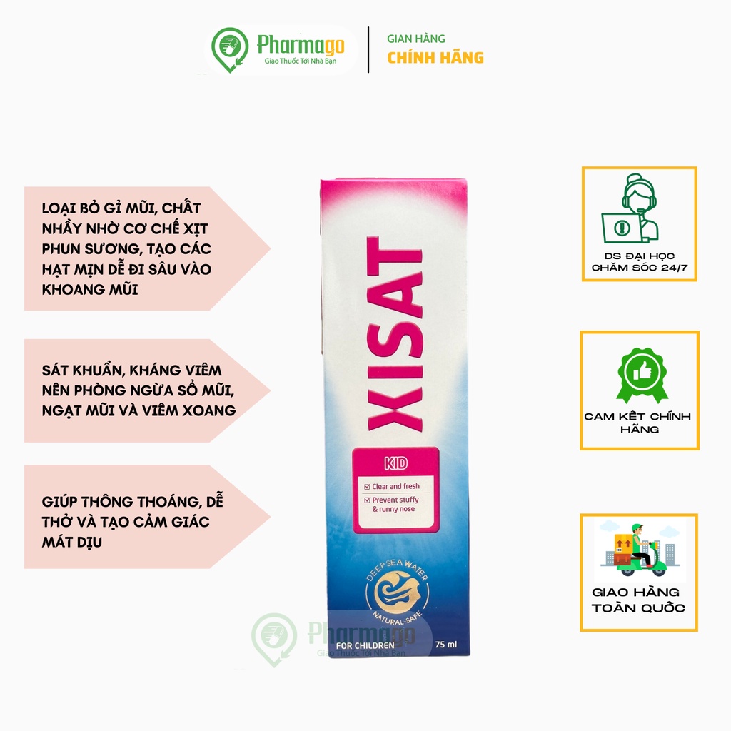 Nước biển sâu Xisat -Nước Muối Biển Vệ Sinh Mũi Làm Sạch Bụi Bẩn, Thông Thoáng Mũi Ngừa Sổ Mũi