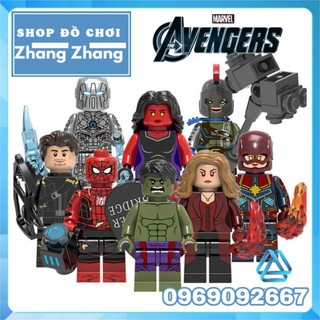 Đồ chơi Xếp hình Hawkeye Captain Marvel - Red She Hulk - Hulk - Spider Man Scarlet Witch Whiplash Minifigures Xinh X0244