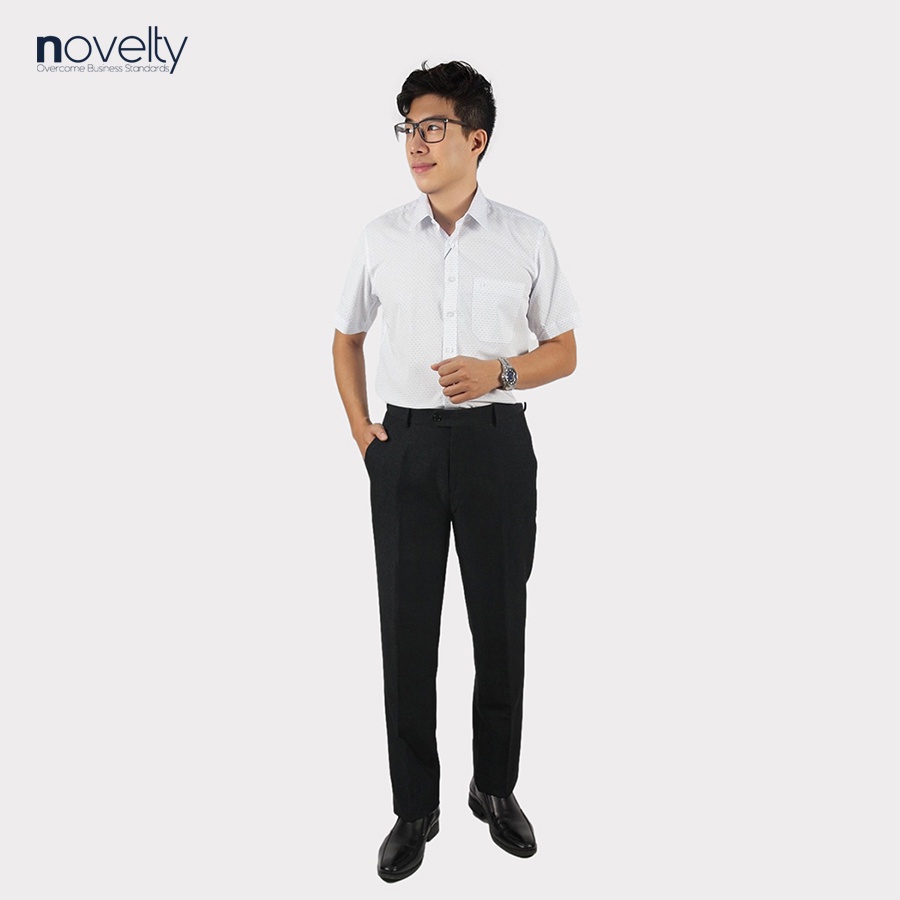 Áo sơ mi nam ngắn tay Novelty vải dừa thoáng mát Casual hoa văn NSMMINMCNB220784N