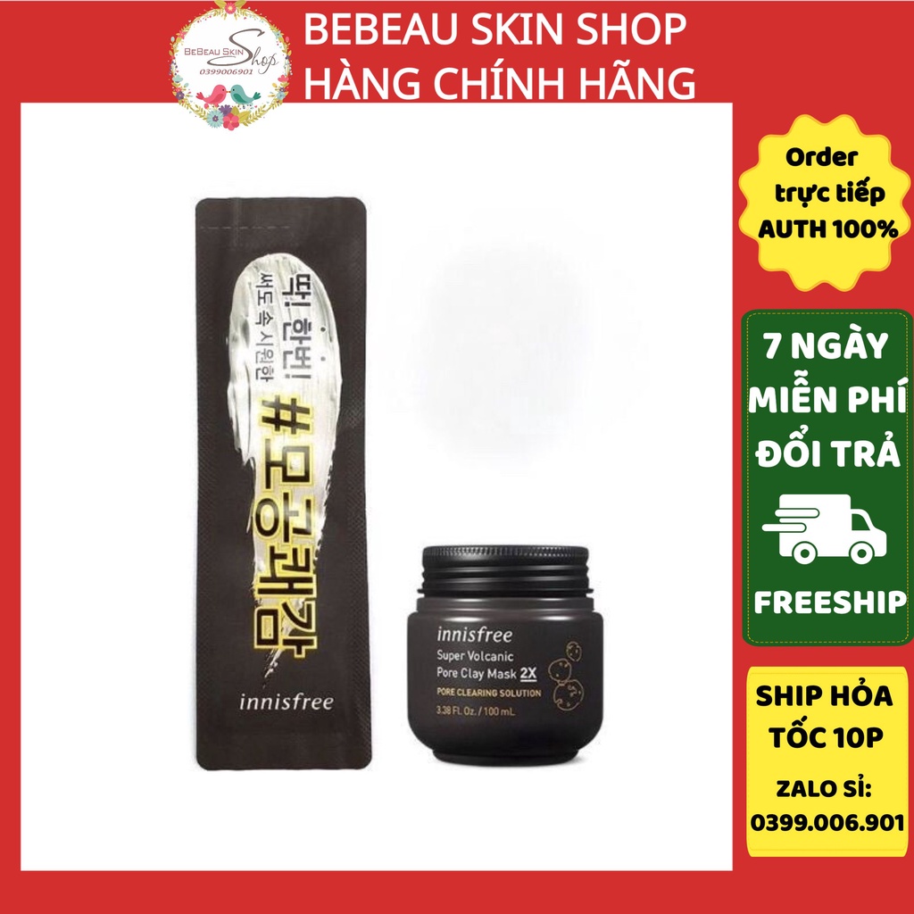 Sample Mặt Nạ Đất Sét Giảm Mụn Đầu Đen Innisfree Super Volcanic Pore Clay Mask 2X date 2021 2022
