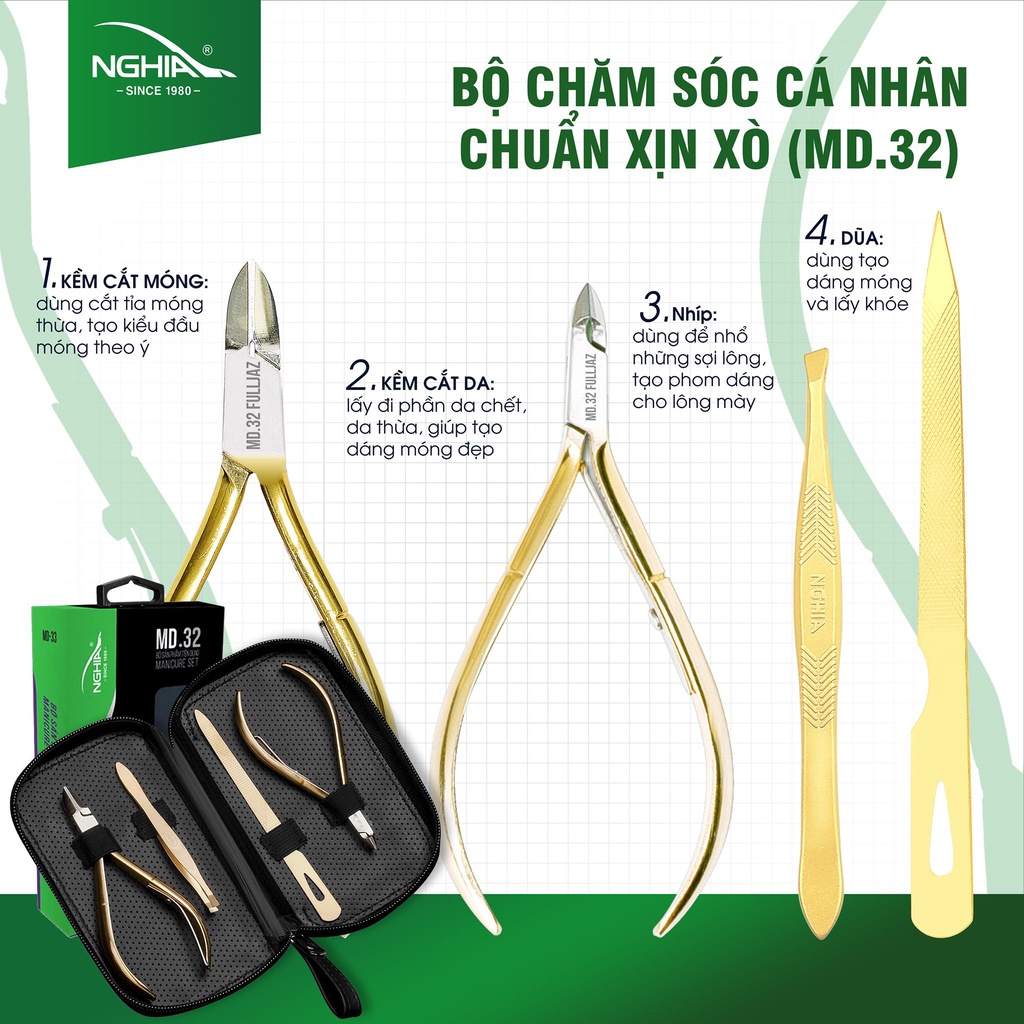 Bộ Chăm Sóc Cá Nhân 4 Sản Phẩm Mạ Vàng Cao Cấp KỀM NGHĨA MD.32