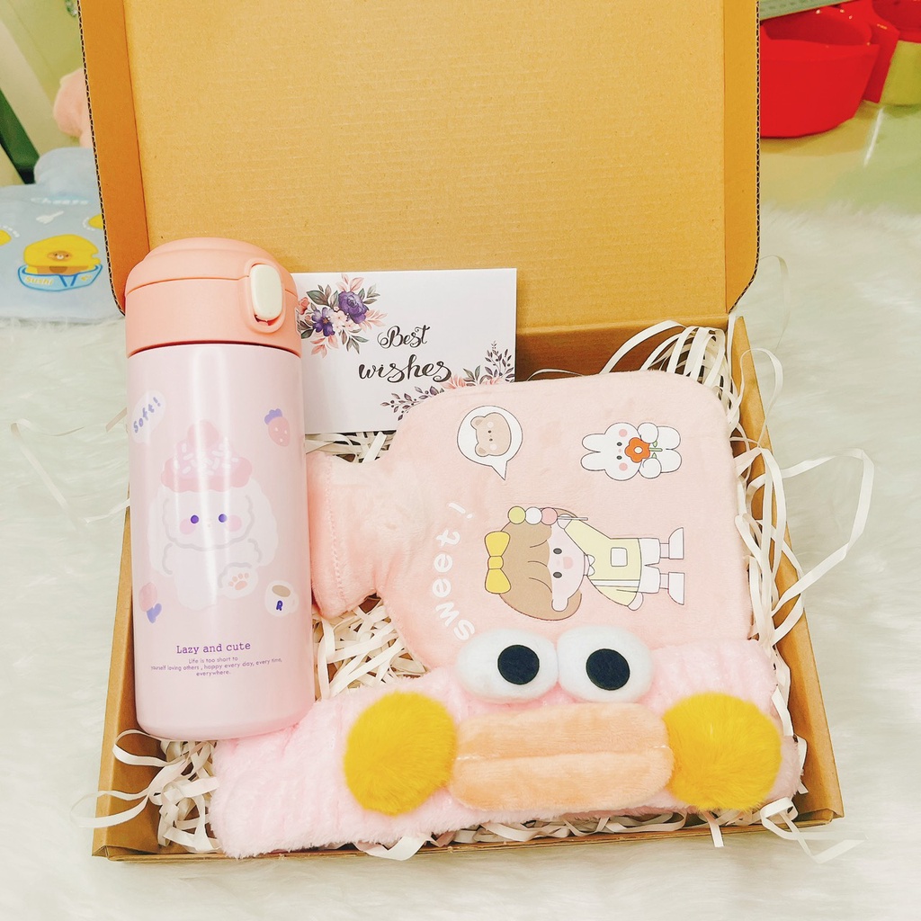 Set quà tặng 8 tháng 3, sinh nhật, combo quà tặng màu hồng chủ đạo dễ thương - Gift of love