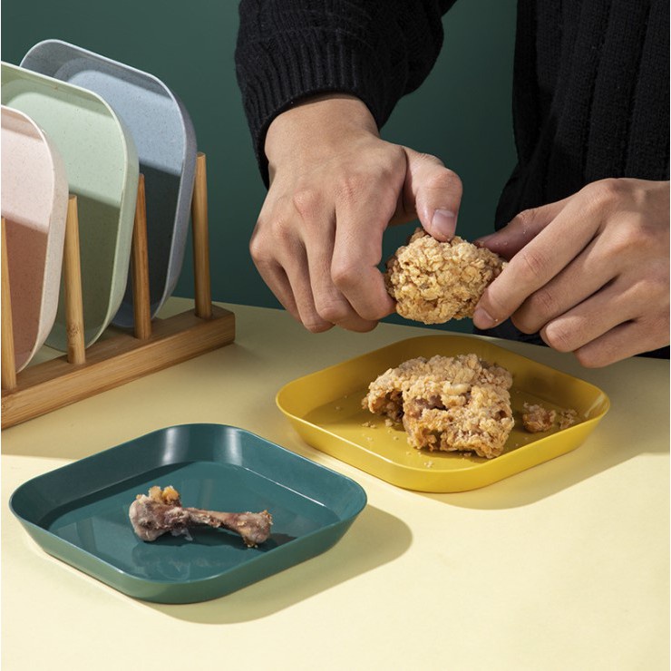 Khay đĩa nhựa vuông đựng thức ăn hoa quả trái cây tiện dụng, Khay ăn dặm cho bé hình vuông set 8 cái Shopmegold1