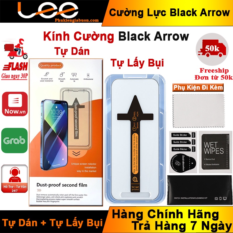 Kính Cường Lực Tự Dán, Cường Lực Tự Lấy Bụi Magicbox Black Arrow Có Lưới Bảo Vệ Loa