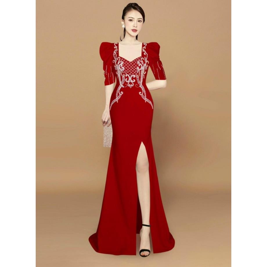 Đầm dạ hội tay phồng trung niên dáng dài - Mua váy dạ hội thiết kế đẹp