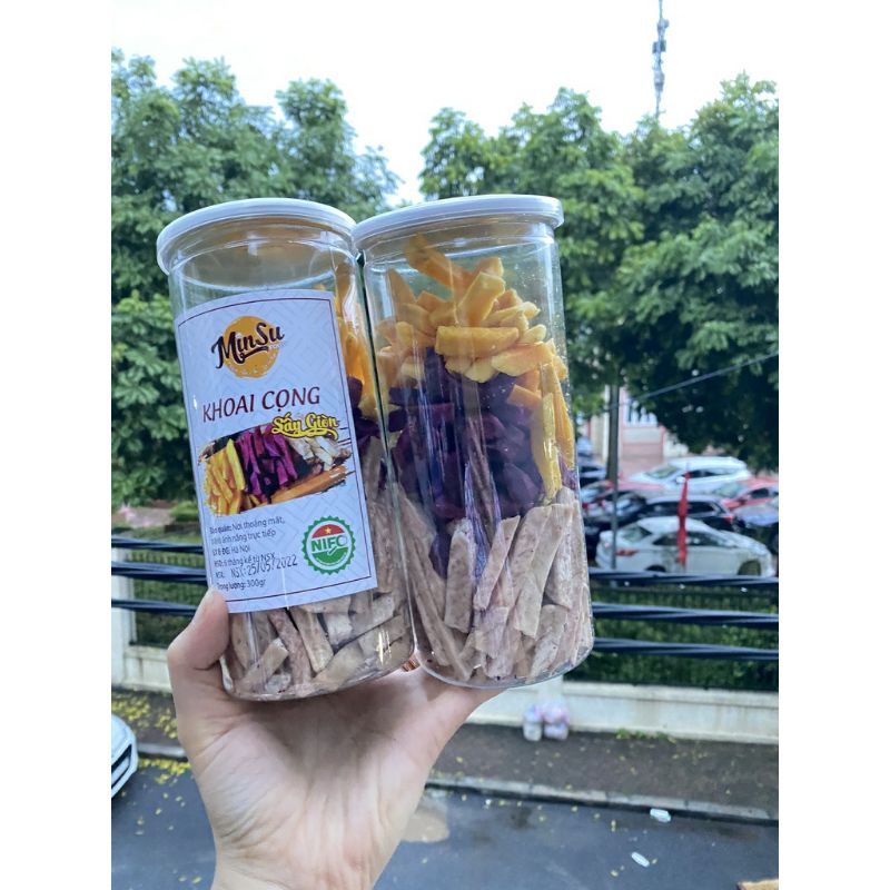 KHOAI LANG CỌNG SẤY MIX 3 VỊ  Hũ 300g Giòn thơm hấp dẫn, đồ ăn vặt tại nhà Hà Nội