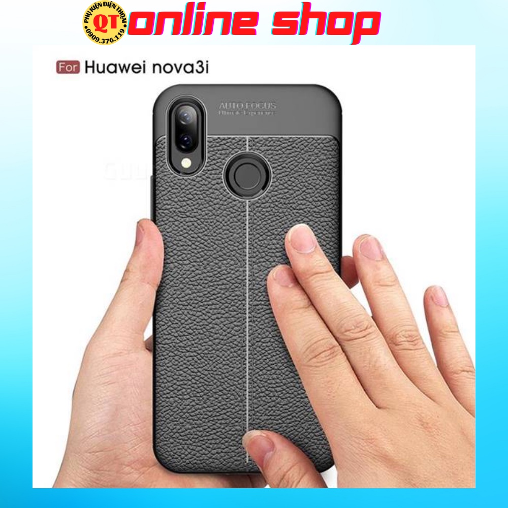 Ốp lưng Huawei Nova 3i / Nova 3 dẻo vân da Auto Focus cao cấp ( Đen )