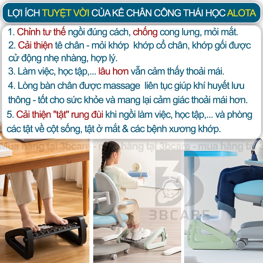 Ghế kê chân văn phòng G10 Alota kết hợp hạt massage to và nhỏ tặng hiệu quả massage gấp 2 lần-Shop 3B Care