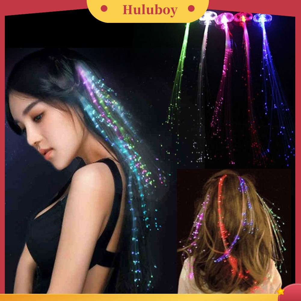 Huluboy| Kẹp tóc dạng dây đèn LED sợi quang trang trí tiệc Halloween