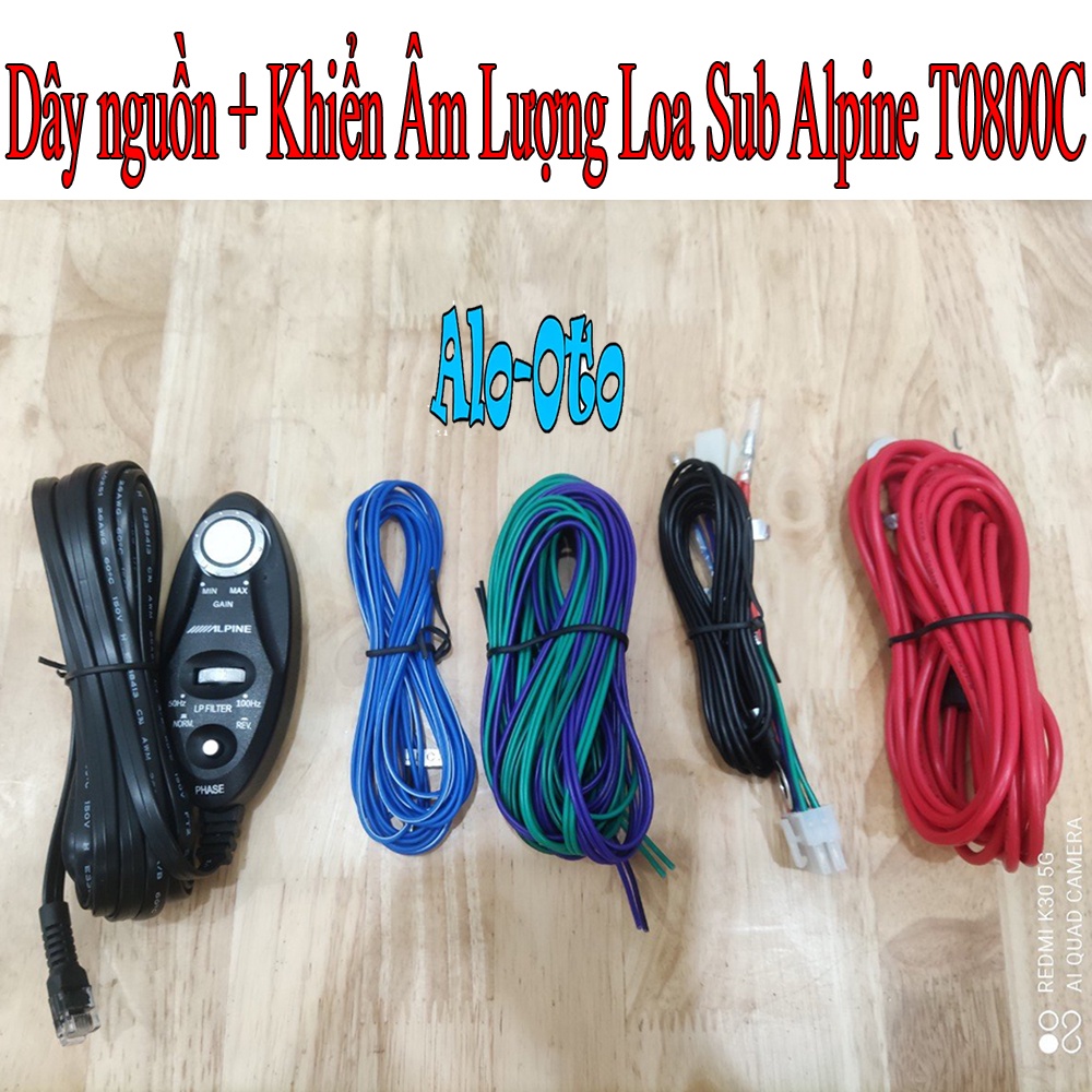 Khiển âm lượng + dây nguồn kết nối cho loa sub gầm ghế Alpine T0800C, Alpine 1080 (mới 100%)