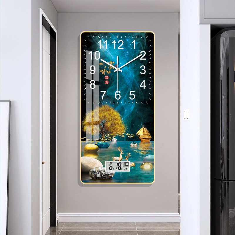 Tranh Treo Tường Đồng Hồ Tráng Gương 5D Hươu Tài Lộc , trang Trí Phòng Khách/ Decor Phòng Làm Việc/ Phòng Ngủ