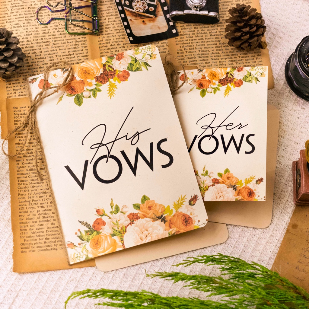 𝐌𝐚̂̃𝐮 𝟏-𝟐-𝟑 -  Thiệp Gập HIS VOWS-HER VOWS Vintage Nhiều Loại - NOMAD GARDEN