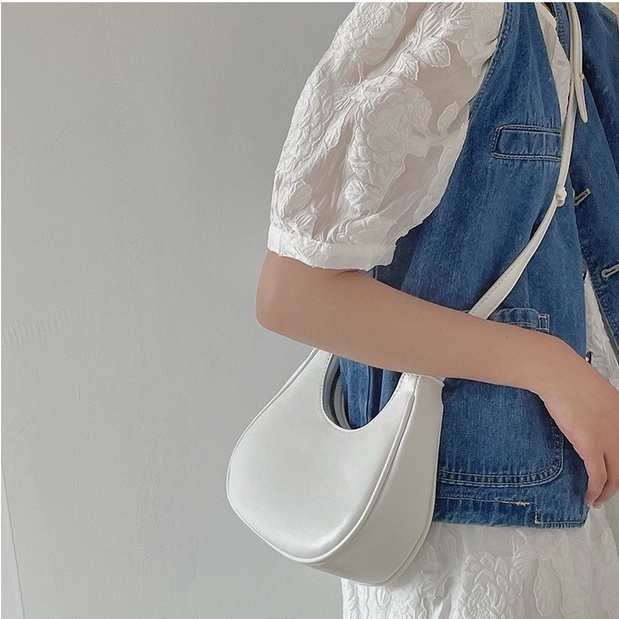 Mischa Túi Đeo Vai Da PU Mềm Màu Trơn Kiểu retro Đơn Giản