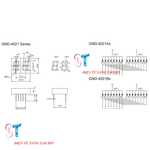 Led 7 Thanh 4021BS 0.4 Inch 2 Số Màu Đỏ  Anode Chung 10 Chân
