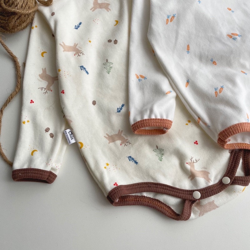 Sét body kèm mũ chóp vải cotton pc mềm mại cho bé