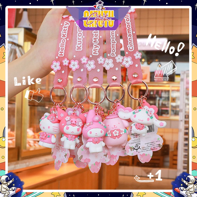 Móc Chìa Khóa Hoạt Hình Hello Kitty and Friends Cute My Melody, Cinnamaroll, Kuromi, Pompom Purin, Treo Balo Quà tặng Nữ