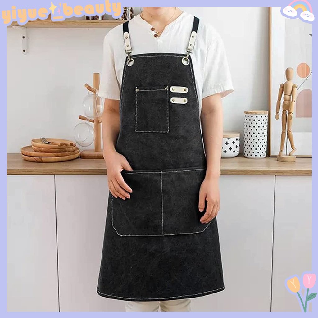 Tạp Dề Nấu Ăn / Nướng Bánh Chuyên Nghiệp Có 2 Túi Chống Nước Có Thể Điều Chỉnh Cho Nam Và Nữ