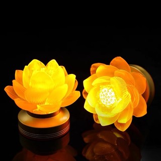 Cặp 2 chiếc đèn led hoa sen lưu ly thờ cúng trang trí