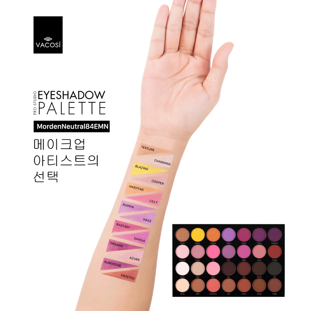 Bảng 28 Ô Màu Mắt VACOSI - Tone Nâu Cam tự nhiên