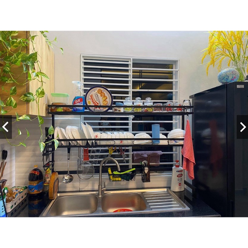 Kệ Bát Đĩa Đa Năng Thông Minh - Giá Để Chén Đĩa Trên Bồn Rửa Bát Thép Carbon Sơn Đen Cao Cấp 2023