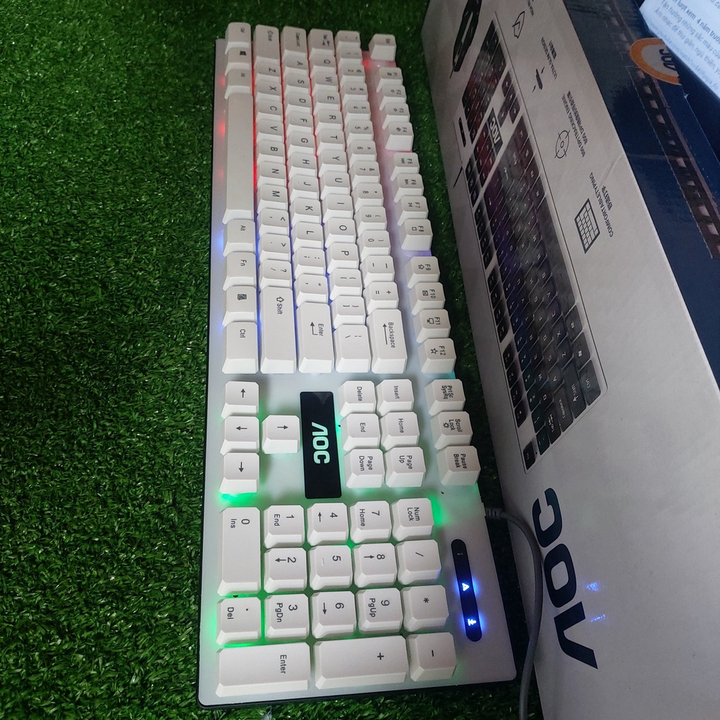 Combo chuột phím gaming full LED 7 màu đẹp chính hãng AOC KM100 BH 1 năm
