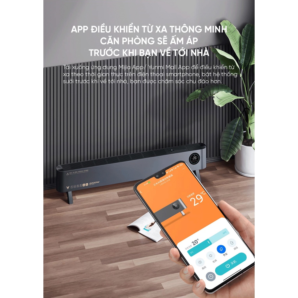 Máy sưởi chân tường thông minh Viomi Graphene AI kèm tạo ẩm – VXTJ06