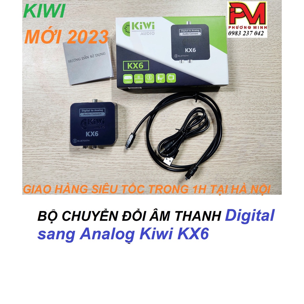 Bộ chuyển đổi âm thanh Digital sang Analog Kiwi KX6 có bluetooth (mới 2023) - Hàng chính hãng