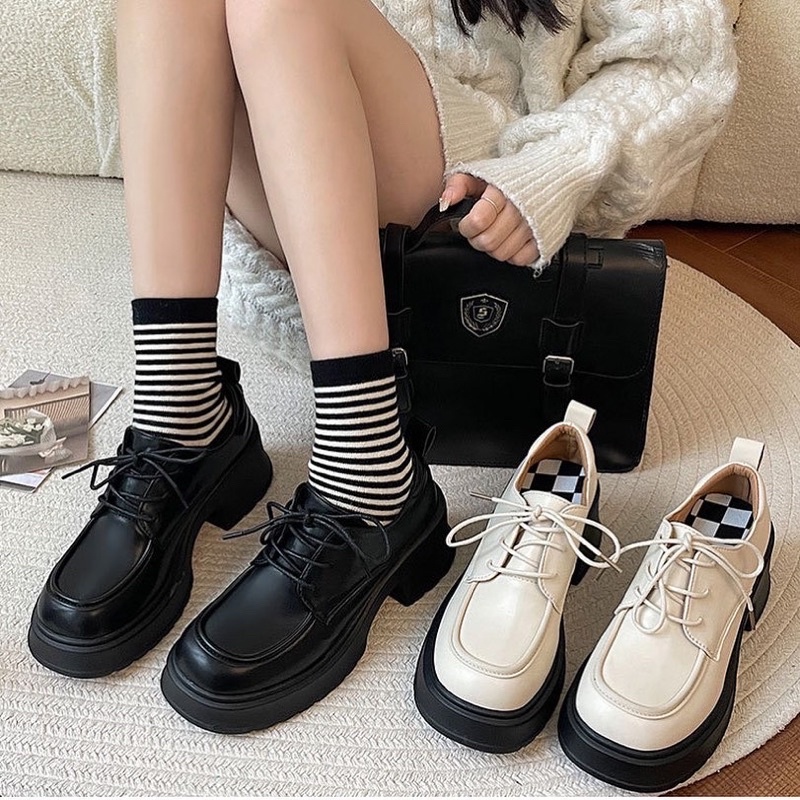 GIÀY OXFORD MŨI VUÔNG BUỘC DÂY ĐẾ 5CM-MOZZY SHOES