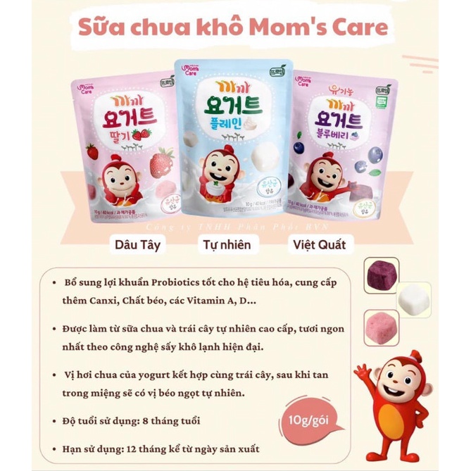 Sữa chua khô hoa quả sấy lạnh Mom's Care Hàn Quốc cho bé (date 3-4/2024)