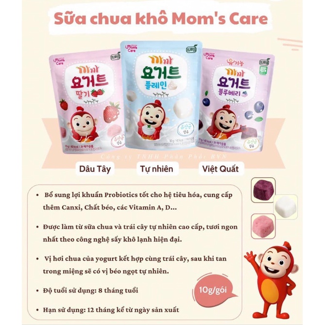 Sữa chua khô hoa quả sấy lạnh Mom's Care Hàn Quốc cho bé (date 8-9/2024)