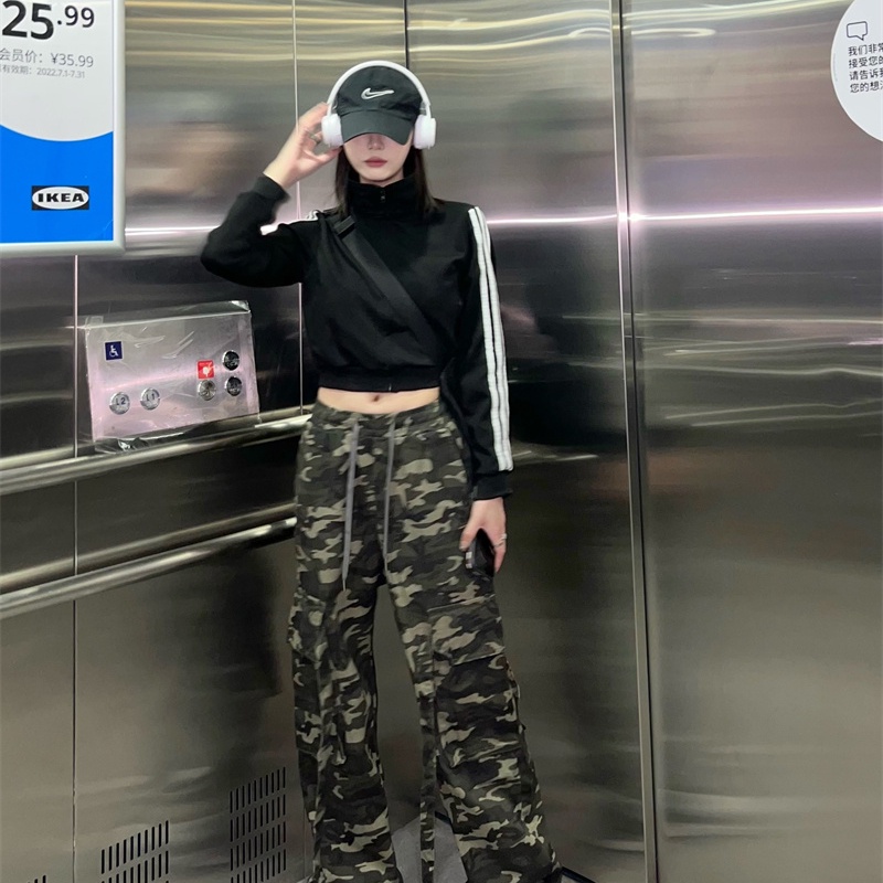 IELGY  Áo Khoác Màu Đen Dáng Ôm Phối Khóa Kéo Thời Trang Cho Nữ