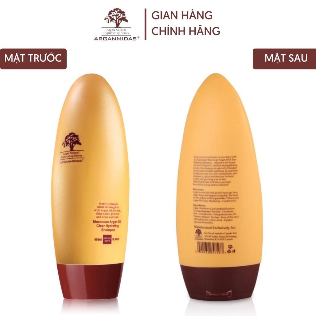 Bộ 2 lọ dầu gội Arganmidas Moroccan Argan Oil Clear Hydrating Shampoo phục hồi hư tổn tóc 450ml