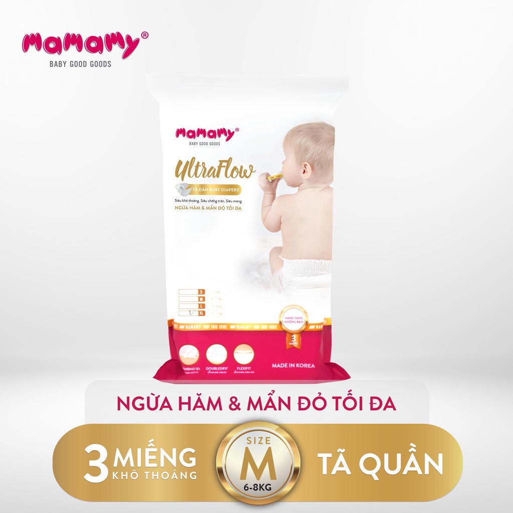 Combo túi 3 miếng Tã Dán Mamamy Ultraflow S/M/L/XL