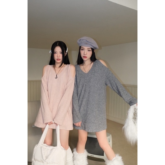 Áo váy khoét vai OHOH