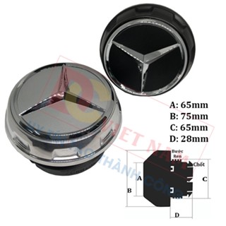 Logo chụp mâm, ốp lazang bánh xe ô tô Mercedes và Maybach TY-65 Đường kính ngoài 65MM - 01 chiếc