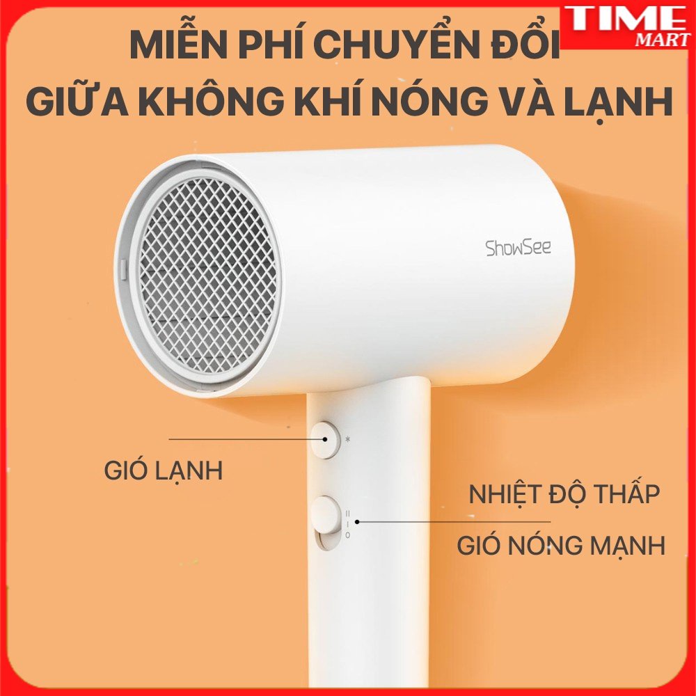 Máy sấy tóc bổ sung ion âm Xiaomi Youpin SHOWSEE A1-1800W. Cao cấp chống xù rối khô tóc [TIME-MART]