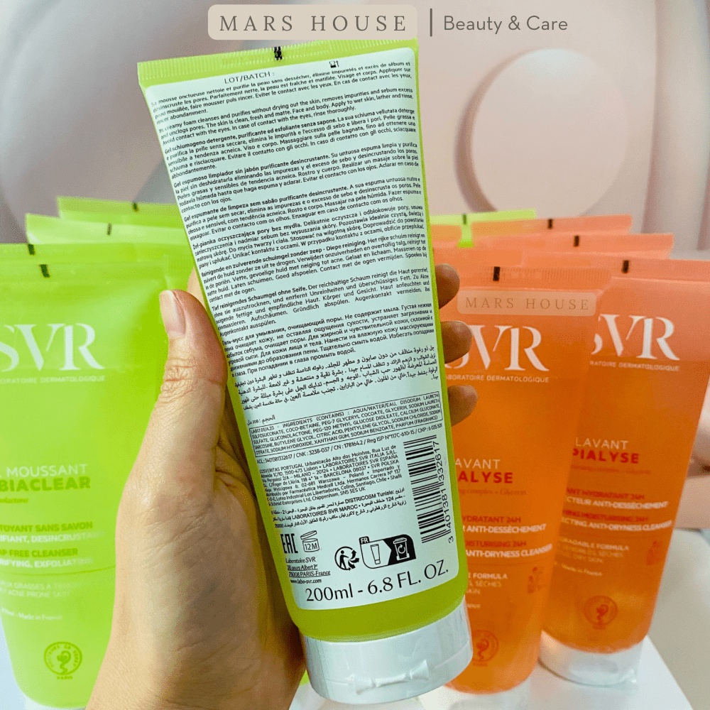 Sữa Rửa Mặt SVR Cho Da Khô Topialyse Gel Lavant, Sữa Rửa Mặt SVR Cho Da Dầu Mụn Sebiaclear Gel Moussant
