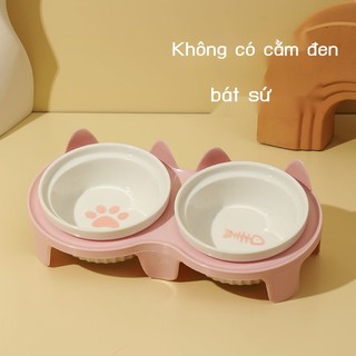 Bát thức ăn cho chó mèo bát đôi bát xiên uống nước