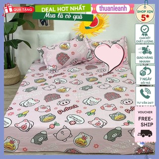 Bộ Ga Gối Cotton Poly đa dạng màu sắc, kích cỡ 1m,1m2,1m4,1m5,1m6,1m8,2m2(heo hồng)