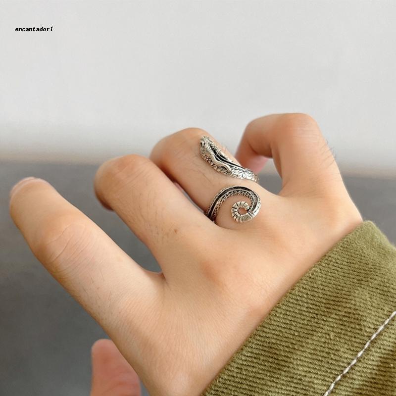 ✿ Nhẫn Hình Rắn Bằng Hợp Kim Có Thể Điều Chỉnh Phong Cách Punk Cổ Điển Cho Nam Và Nữ