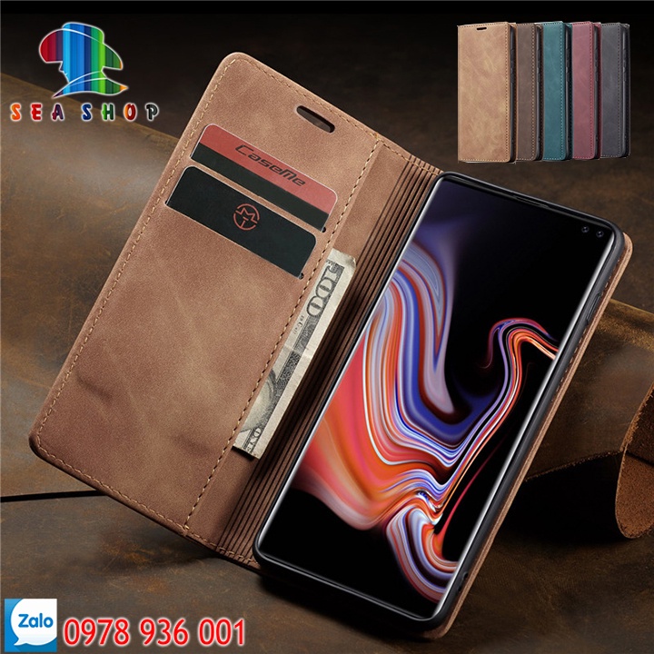 Bao da Samsung S10 và S10 Plus Cao cấp - Thiết kế dạng ví sang trọng -Phong cách Da lộn - Có ngăn cài thẻ - tiên mặt
