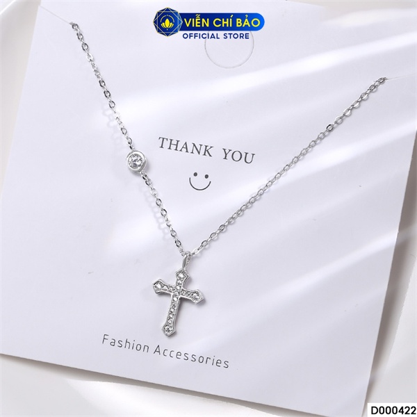 Dây chuyền bạc nữ thánh giá đính đá chất liệu bạc 925 thời trang phụ kiện trang sức Viễn Chí Bảo D000422