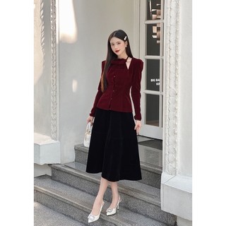 Chân Váy Nhung Cạp Cao Dáng Dài✨