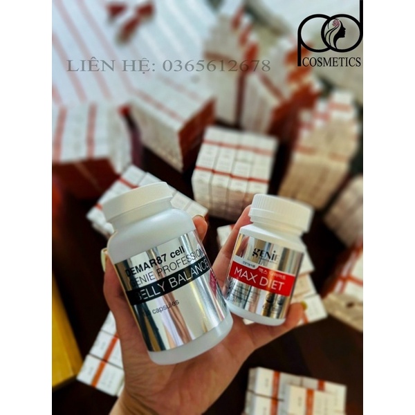 Combo giảm câm siêu mạnh MAX DIET và GENIE dermar 87cell- dành cho cơ địa lờn thuốc khó giảm