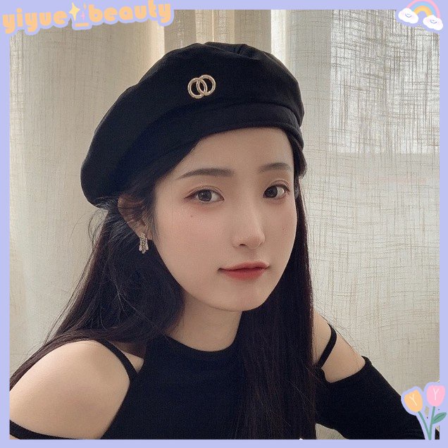 Mũ beret Nhung Đen Phong Cách Hàn Quốc Cổ Điển Mùa Thu Chất Lượng Cao Cho Nữ