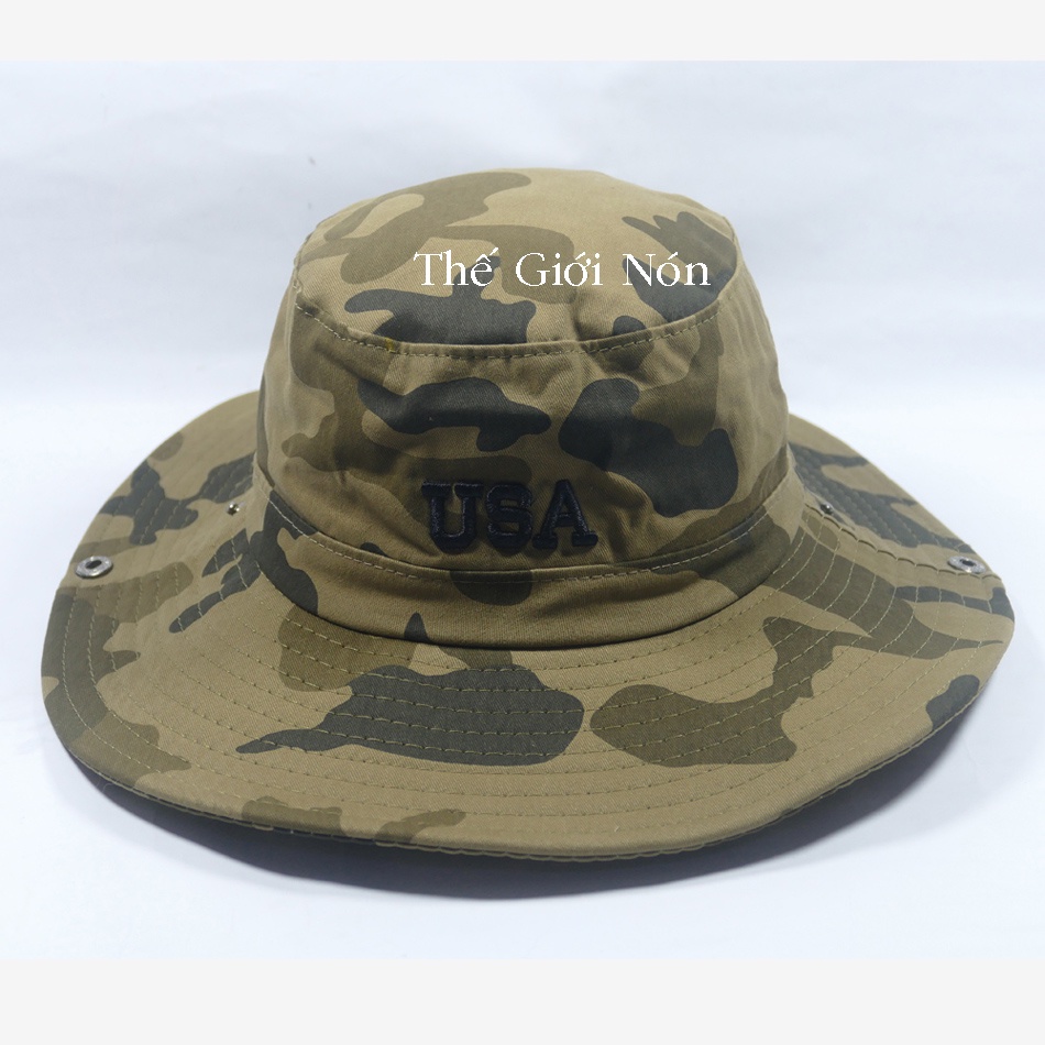 Mũ tai bèo vành rộng có chất liệu vải cotton dầy dặn. Nón thiêu logo có thiết kế trang phù hợp cho phái nam