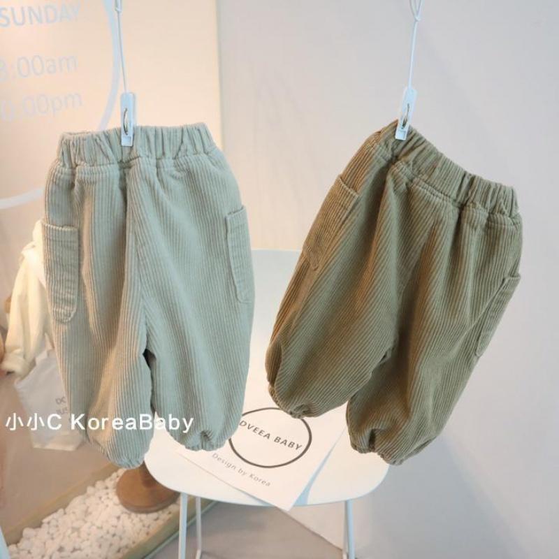 Quần Dài Vải Nhung Phối Lông Cừu Phong Cách Hàn Quốc Thời Trang Xuân Thu Mới Cho Bé Trai Và Gái