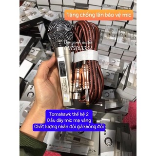 Mic dây tomahawk made in japan,chữ khắc chìm, dây 5m chống xoăn.tặng chống lăn bảo vệ mic